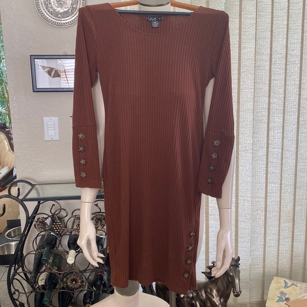 Brown Ribbed Dress